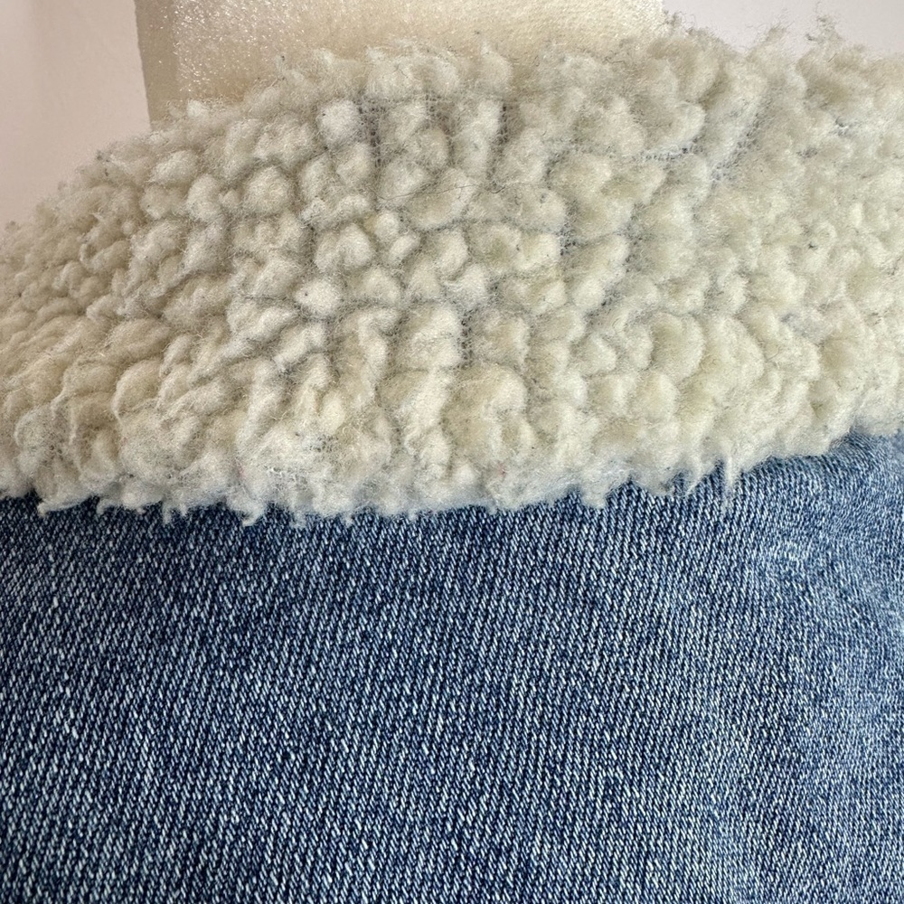 Kensie Blue Denim Jacket with Faux Sherpa Collar - Picture 5 of 9